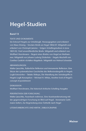 Hegel-Studien Band 13 von Nicolin,  Friedhelm, Pöggeler,  Otto