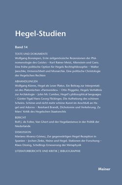 Hegel-Studien Band 14 von Nicolin,  Friedhelm, Pöggeler,  Otto