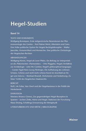 Hegel-Studien Band 14 von Nicolin,  Friedhelm, Pöggeler,  Otto