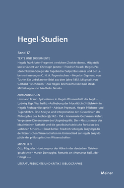 Hegel-Studien Band 17 von Nicolin,  Friedhelm, Pöggeler,  Otto