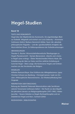 Hegel-Studien Band 18 von Nicolin,  Friedhelm, Pöggeler,  Otto