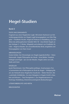 Hegel-Studien Band 2 von Nicolin,  Friedhelm, Pöggeler,  Otto