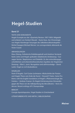 Hegel-Studien Band 21 von Nicolin,  Friedhelm, Pöggeler,  Otto