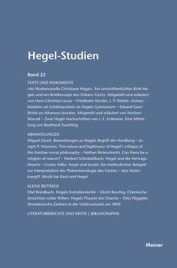 Hegel-Studien Band 22 von Nicolin,  Friedhelm, Pöggeler,  Otto