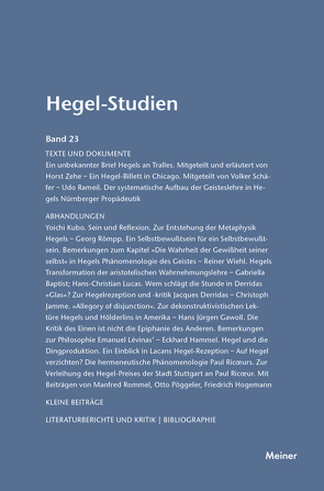 Hegel-Studien Band 23 von Nicolin,  Friedhelm, Pöggeler,  Otto