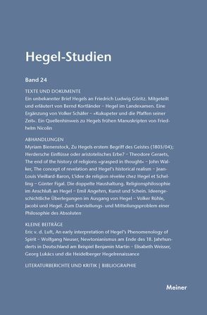 Hegel-Studien Band 24 von Nicolin,  Friedhelm, Pöggeler,  Otto