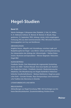 Hegel-Studien Band 25 von Nicolin,  Friedhelm, Pöggeler,  Otto