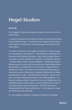 Hegel-Studien Band 28 von Nicolin,  Friedhelm, Pöggeler,  Otto