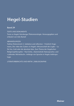 Hegel-Studien Band 29 von Nicolin,  Friedhelm, Pöggeler,  Otto