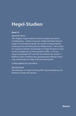 Hegel-Studien Band 31 von Nicolin,  Friedhelm, Pöggeler,  Otto