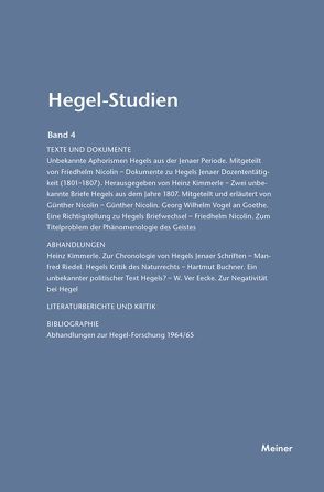 Hegel-Studien Band 4 von Nicolin,  Friedhelm, Pöggeler,  Otto