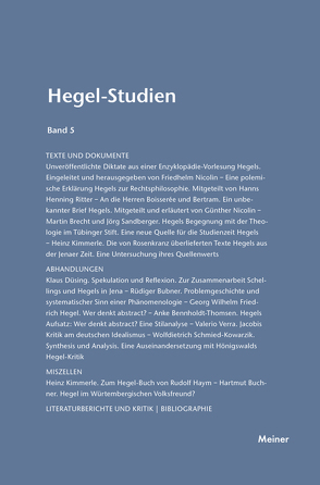 Hegel-Studien Band 5 von Nicolin,  Friedhelm, Pöggeler,  Otto