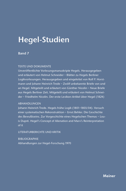 Hegel-Studien Band 7 von Nicolin,  Friedhelm, Pöggeler,  Otto