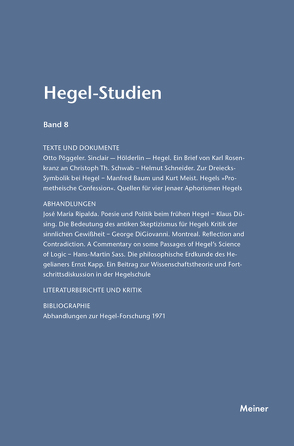 Hegel-Studien Band 8 von Nicolin,  Friedhelm, Pöggeler,  Otto