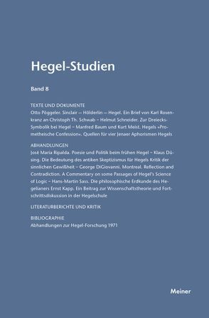 Hegel-Studien Band 8 von Nicolin,  Friedhelm, Pöggeler,  Otto