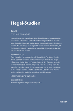 Hegel-Studien Band 9 von Nicolin,  Friedhelm, Pöggeler,  Otto