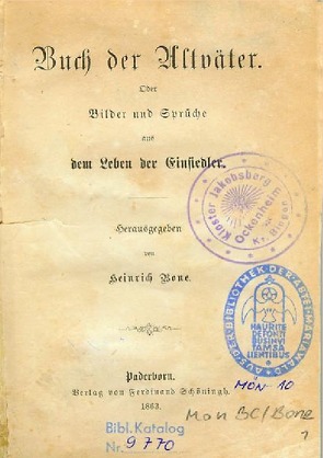 Heinrich Bone – Buch der Altväter von Bone,  Heinrich, Michels,  Jochen K.