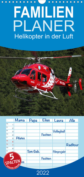 Familienplaner Helikopter in der Luft (Wandkalender 2022 , 21 cm x 45 cm, hoch) von Hansen,  Matthias