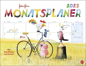 Helme Heine Monatsplaner 2023. Liebevoll illustrierter Wandkalender mit Helme Heine und seinen Freunden. Termin-Kalender 2023 zum Eintragen. 44×34 cm. Querformat. von Heine,  Helme, Heye