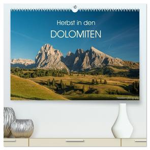 Herbst in den Dolomiten (hochwertiger Premium Wandkalender 2024 DIN A2 quer), Kunstdruck in Hochglanz von photography,  romanburri