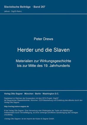 Herder und die Slaven von Drews,  Peter