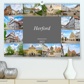 Herford Impressionen (Premium, hochwertiger DIN A2 Wandkalender 2023, Kunstdruck in Hochglanz) von Meutzner,  Dirk