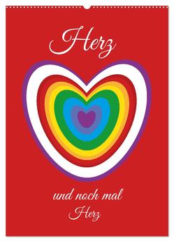 Herz und noch mal Herz (Wandkalender 2024 DIN A2 hoch), CALVENDO Monatskalender von Priefer,  Birgit
