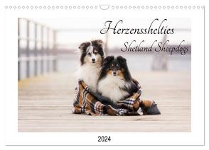 Herzensshelties – Shetland Sheepdogs (Wandkalender 2024 DIN A3 quer), CALVENDO Monatskalender von Kudla,  Madlen