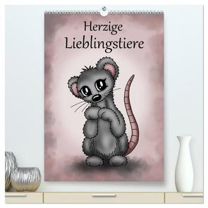 Herzige Lieblingstiere (hochwertiger Premium Wandkalender 2024 DIN A2 hoch), Kunstdruck in Hochglanz von Creation / Petra Haberhauer,  Pezi