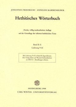Hethitisches Wörterbuch / E von Friedrich,  Johannes, Hoffmann,  Inge, Kammenhuber,  Annelies