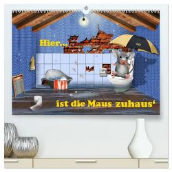 Hier ist die Maus zuhaus‘ (hochwertiger Premium Wandkalender 2024 DIN A2 quer), Kunstdruck in Hochglanz von Jüngling alias Mausopardia,  Monika