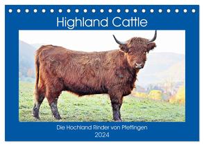 Highland Cattle, die Hochlandrinder aus Pfeffingen (Tischkalender 2024 DIN A5 quer), CALVENDO Monatskalender von Geiger,  Günther