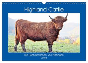 Highland Cattle, die Hochlandrinder aus Pfeffingen (Wandkalender 2024 DIN A3 quer), CALVENDO Monatskalender von Geiger,  Günther