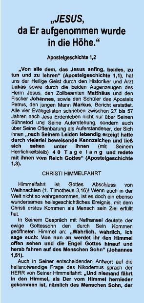 HIMMELFAHRT CHRISTI von Schadt-Beck,  Ellen