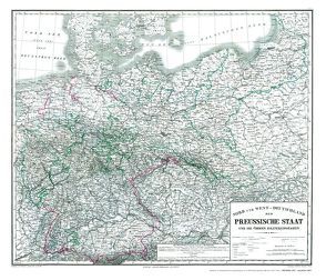 Hist. Karte: Preussen 1865 (plano) von Gräf,  A., Kern,  v., Kiepert,  H., Kratz,  W.