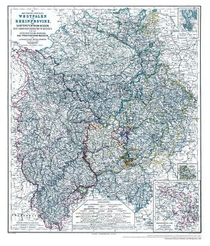 Hist. Karte: Westfalen Rheinprovinz mit Hessen Waldeck 1864 (Plano) von Gräf,  A., Luther,  Th., Mueller,  A., Ohmann,  C