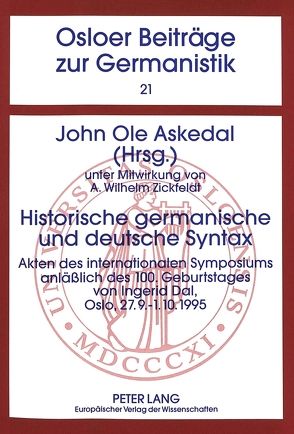 Historische germanische und deutsche Syntax von Askedal,  John Ole