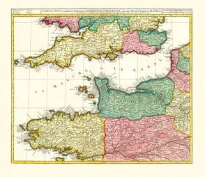 Historische Karte: ÄRMELKANAL – Südliches ENGLAND und nördliches FRANKREICH – KANALINSELN, um 1710 von Rockstuhl,  Harald, Schenk,  Peter (der Jüngere), Visscher,  Nicolas