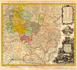 Historische Karte: GRAFSCHAFT HENNEBERG – Henneberger Land 1743 (plano) von Homann Erben, Zinick,  Johann Jacob