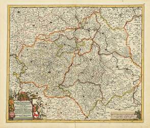 Historische Karte: Thüringen, Sachsen und das Fürstentum Anhalt mit der Markgrafschaft Meißen, Bistum Halle, Grafschaft Mansfeld, dem Vogtland und dem Eichsfeld. 1680 (Plano) von Wit,  Frederic de