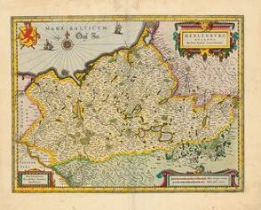Historische Landkarte: Herzogtum Mecklenburg – 1647 (Plano) von Janssonius,  Johannes, Johann Wilhelm,  Lauremberg