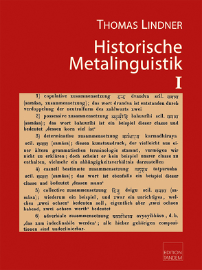 Historische Metalinguistik I von Lindner,  Thomas