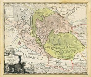 Histrosche Karte: Grafschaft STOLBERG mit NORDHAUSEN dem Harz 1736 (plano) von Homann Erben, Penther,  Johann F