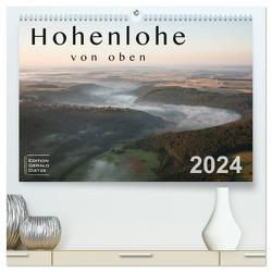 Hohenlohe von oben (hochwertiger Premium Wandkalender 2024 DIN A2 quer), Kunstdruck in Hochglanz von Dietze,  Gerald
