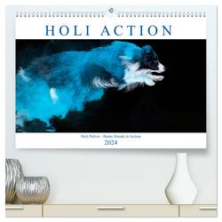 Holi Action (hochwertiger Premium Wandkalender 2024 DIN A2 quer), Kunstdruck in Hochglanz von Verena Scholze,  Fotodesign