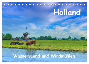 Holland, Wasser, Land und Windmühlen (Tischkalender 2024 DIN A5 quer), CALVENDO Monatskalender von Böck,  Herbert