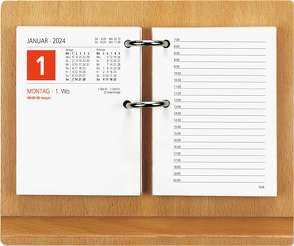 Holzuntersatz für Umlege-Kalender – 18,5×15,5 cm – mit Stiftablage – sehr stabil – 331-0000