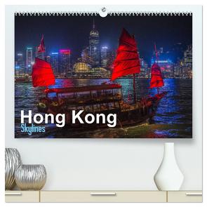 Hong Kong – Skylines (hochwertiger Premium Wandkalender 2024 DIN A2 quer), Kunstdruck in Hochglanz von Michelis,  Jakob