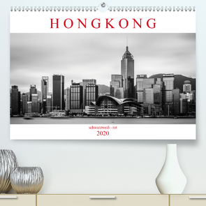 Hongkong schwarzweiß – rot (Premium, hochwertiger DIN A2 Wandkalender 2020, Kunstdruck in Hochglanz) von Rost,  Sebastian