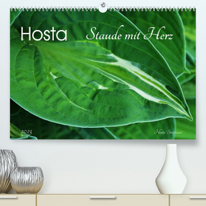 Hosta Staude mit Herz (Premium, hochwertiger DIN A2 Wandkalender 2023, Kunstdruck in Hochglanz) von Heußlein,  Jutta
